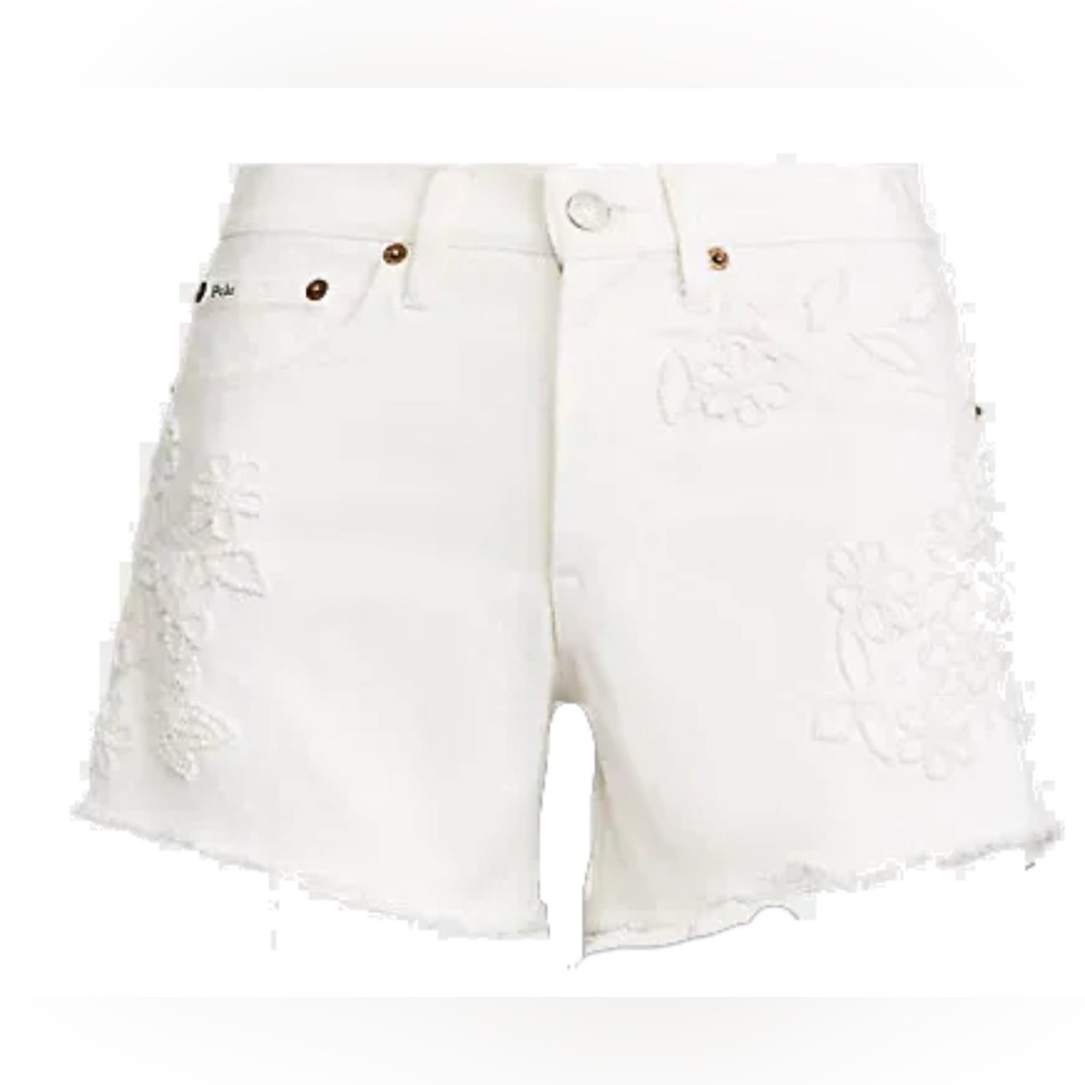 Polo by Ralph Lauren White Embroidered Jean Shorts